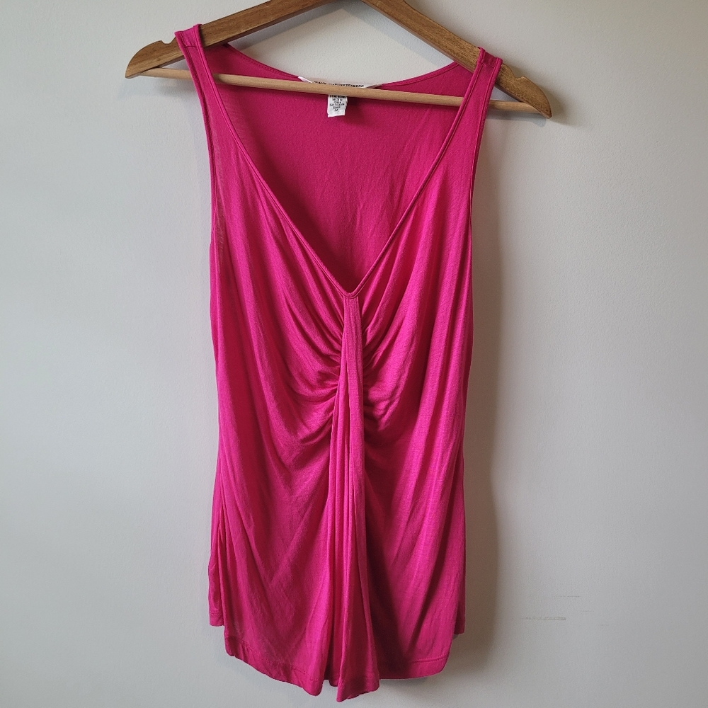 DVF Diane Vonfurstenberg V Neck Micro Modal Pink Sleeveless Shirt Top  Medium